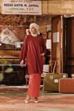 The Akar Kita Women Kurung Riau Top - Maroon Dust