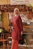 The Akar Kita Women Kurung Riau Top - Maroon Dust