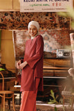 The Akar Kita Women Kurung Riau Top - Maroon Dust