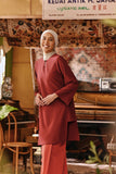 The Akar Kita Women Kurung Riau Top - Maroon Dust