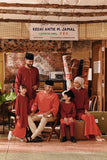 The Akar Kita Men 3/4 Sleeve Kurta - Red Dash