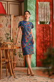 The Nian Nian Women Layered Sleeve Cheongsam Dress - Twilight