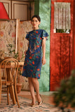 The Nian Nian Women Layered Sleeve Cheongsam Dress - Twilight