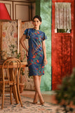 The Nian Nian Women Layered Sleeve Cheongsam Dress - Twilight