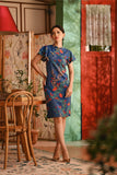 The Nian Nian Women Layered Sleeve Cheongsam Dress - Twilight