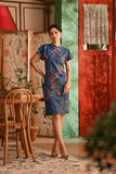 The Nian Nian Women Layered Sleeve Cheongsam Dress - Twilight