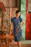 The Nian Nian Women Layered Sleeve Cheongsam Dress - Twilight