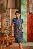 The Nian Nian Women Layered Sleeve Cheongsam Dress - Twilight