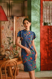 The Nian Nian Women Layered Sleeve Cheongsam Dress - Twilight