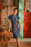 The Nian Nian Women Layered Sleeve Cheongsam Dress - Twilight