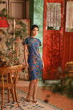 The Nian Nian Women Layered Sleeve Cheongsam Dress - Twilight