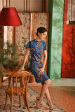 The Nian Nian Women Layered Sleeve Cheongsam Dress - Twilight