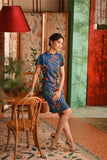 The Nian Nian Women Layered Sleeve Cheongsam Dress - Twilight