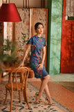 The Nian Nian Women Layered Sleeve Cheongsam Dress - Twilight