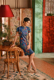 The Nian Nian Women Layered Sleeve Cheongsam Dress - Twilight