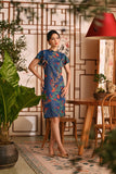 The Nian Nian Women Layered Sleeve Cheongsam Dress - Twilight