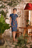 The Nian Nian Women Layered Sleeve Cheongsam Dress - Twilight