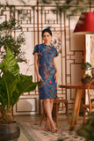 The Nian Nian Women Layered Sleeve Cheongsam Dress - Twilight