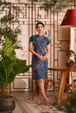 The Nian Nian Women Layered Sleeve Cheongsam Dress - Twilight