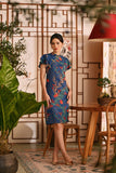 The Nian Nian Women Layered Sleeve Cheongsam Dress - Twilight