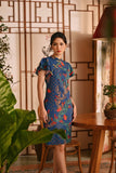 The Nian Nian Women Layered Sleeve Cheongsam Dress - Twilight