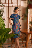 The Nian Nian Women Layered Sleeve Cheongsam Dress - Twilight