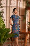 The Nian Nian Women Layered Sleeve Cheongsam Dress - Twilight