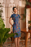 The Nian Nian Women Layered Sleeve Cheongsam Dress - Twilight