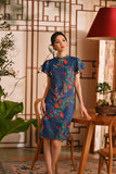 The Nian Nian Women Layered Sleeve Cheongsam Dress - Twilight