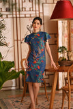 The Nian Nian Women Layered Sleeve Cheongsam Dress - Twilight