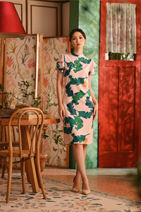 The Nian Nian Women Layered Sleeve Cheongsam Dress - Harvest