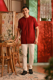 The Nian Nian Men Mandarin Shirt - Maroon