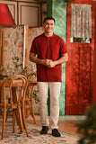 The Nian Nian Men Mandarin Shirt - Maroon