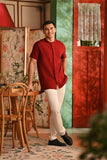 The Nian Nian Men Mandarin Shirt - Maroon