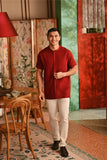 The Nian Nian Men Mandarin Shirt - Maroon