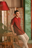 The Nian Nian Men Mandarin Shirt - Maroon