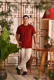 The Nian Nian Men Mandarin Shirt - Maroon