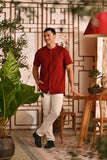 The Nian Nian Men Mandarin Shirt - Maroon