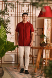 The Nian Nian Men Mandarin Shirt - Maroon