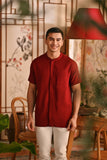 The Nian Nian Men Mandarin Shirt - Maroon