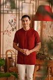 The Nian Nian Men Mandarin Shirt - Maroon