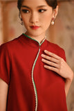 The Nian Nian Women Beaded Cheongsam Top - Maroon