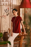 The Nian Nian Women Beaded Cheongsam Top - Maroon