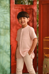 The Nian Nian Mandarin Shirt - Baby Pink