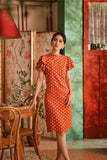 The Nian Nian Women Layered Sleeve Cheongsam Dress - Shine