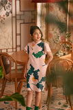 The Nian Nian Layered Sleeve Cheongsam Dress - Harvest