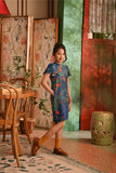 The Nian Nian Layered Sleeve Cheongsam Dress - Twilight