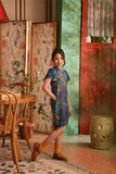 The Nian Nian Layered Sleeve Cheongsam Dress - Twilight