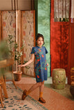 The Nian Nian Layered Sleeve Cheongsam Dress - Twilight