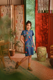 The Nian Nian Layered Sleeve Cheongsam Dress - Twilight